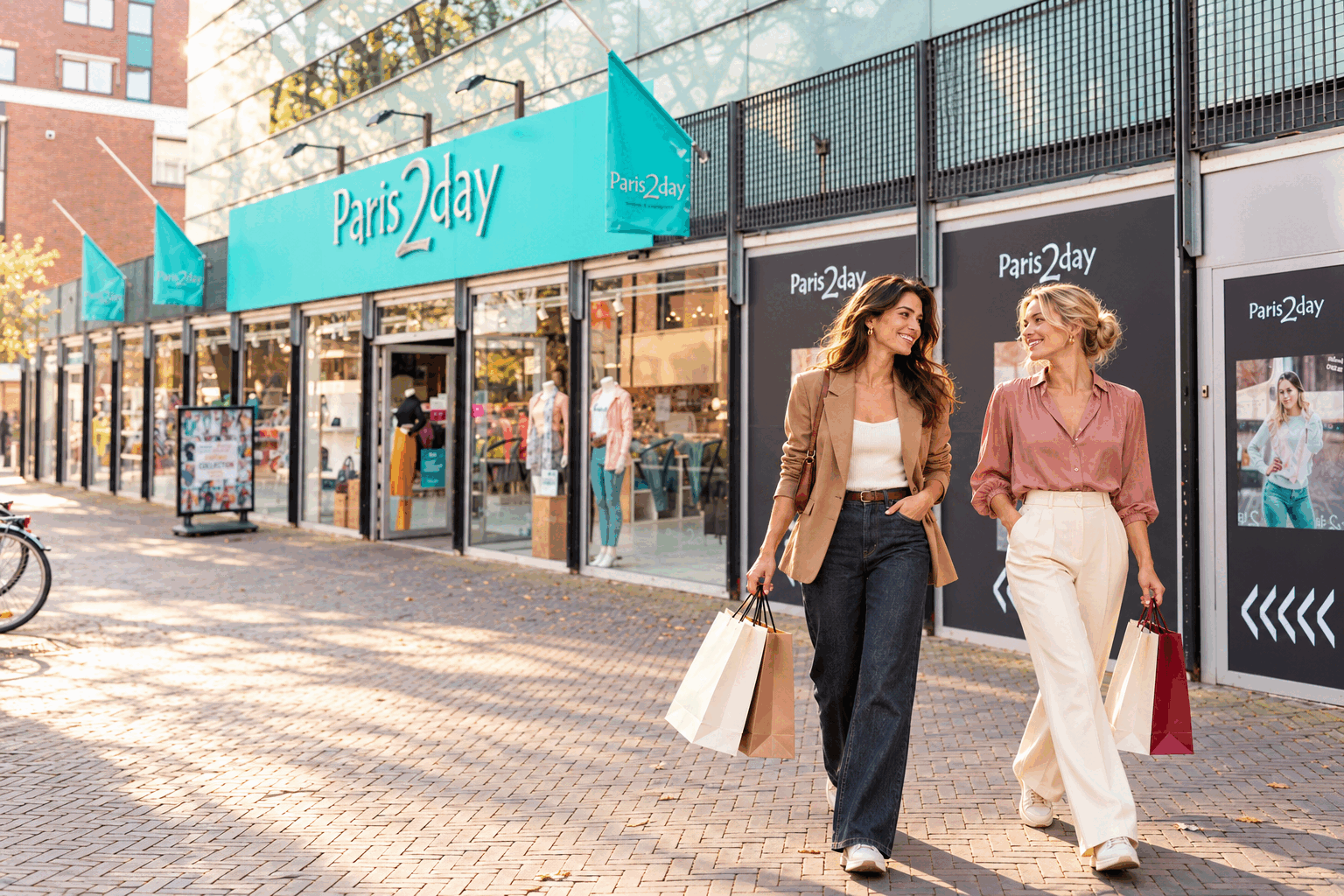 De Paris2day-kledingwinkel in Emmen met twee winkelende vrouwen